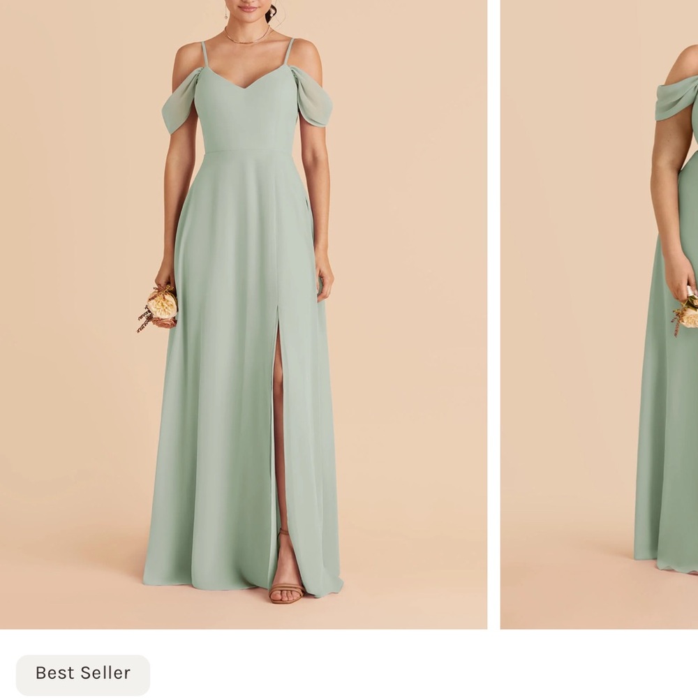 Birdy Grey Sage Green Cold-Shoulder Maxi Dress with Front Slit